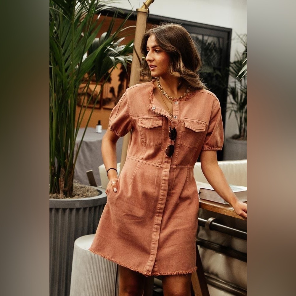 BÖHME DENIM SNAP-UP DRESS